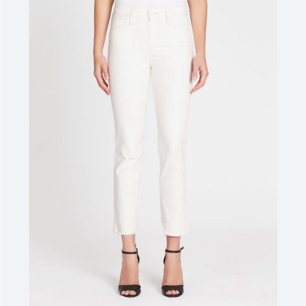 Paige Denim White Minimalist Skinny Jean Mid-Rise Midrise Fray Ankle Jean